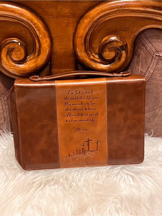 Other - vegan leather Two-Tone Bible/Book Cover - John 3:16 (L